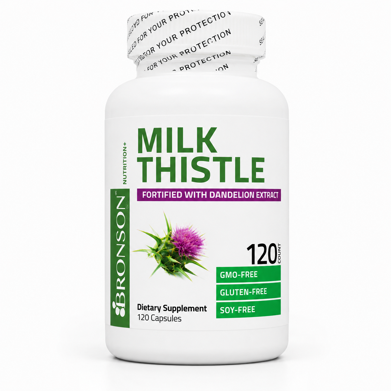 Milk Thistle con Extracto de Diente de León – 120 Cápsulas | Bronson